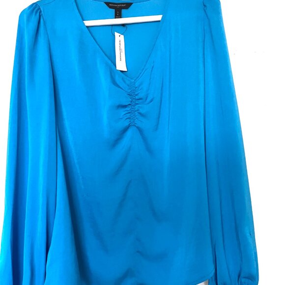 Bright Royal blue Banana Republic long sleeves women blouse size small - Picture 7 of 9